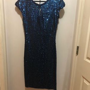 Deep sapphire blue sequined dress